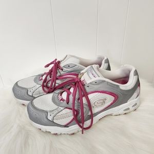 Sketchers pink silver shoes